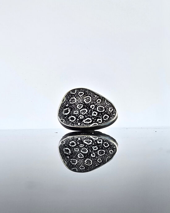 Bold "Monochrome" Statement Ring in Sterling Silver & Enamel / 18.5 EU