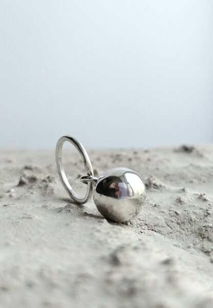 Sterling silver ring with dangling ball