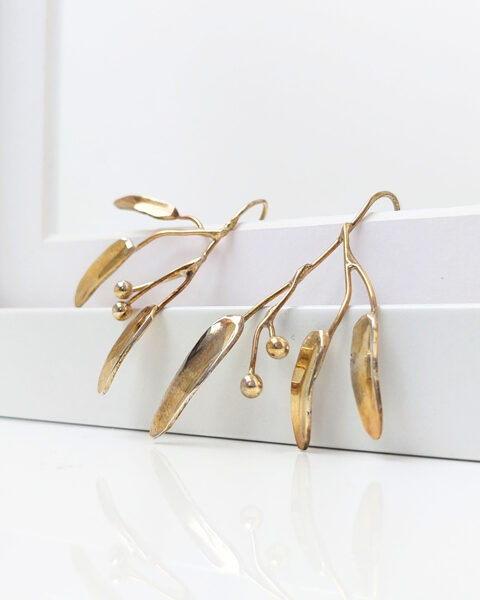 Gold plated silver earrings "Sunrise in forest"