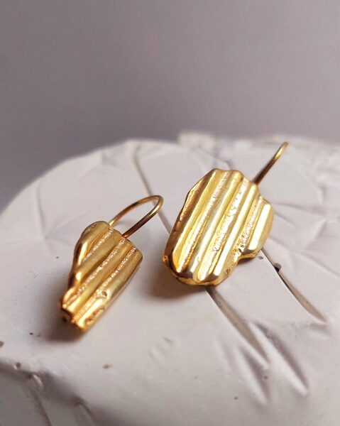 Gold plated sterling silver earrings "Column shards"