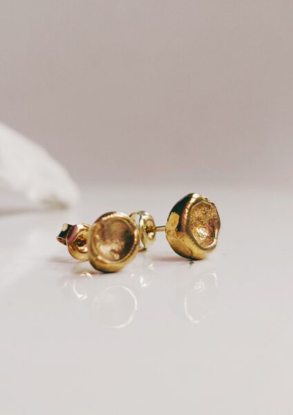 Gold plated sterling silver earring studs "Small bowls"