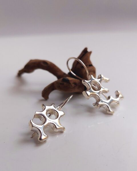 Sterling silver earrings  "Silver molecules"