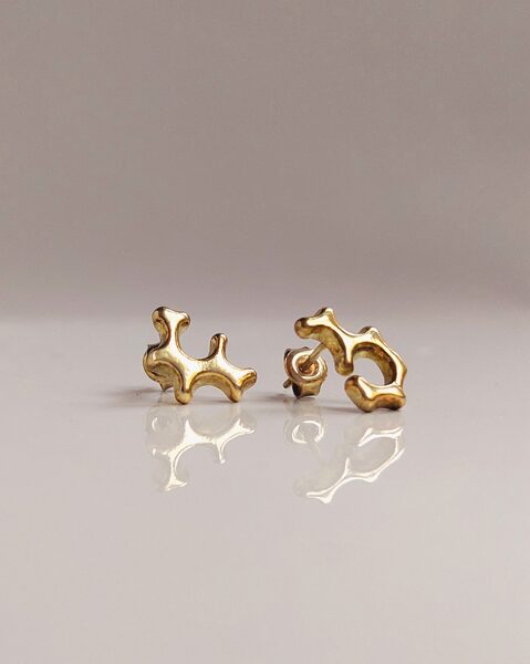 Gold plated silver earrings "Small molecules"