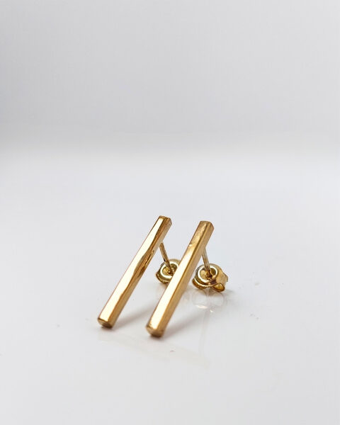 Gold plated sterling silver long stripe studs