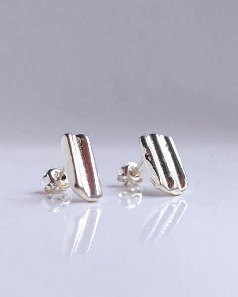 Sterling silver earring studs "Silver column shards" 